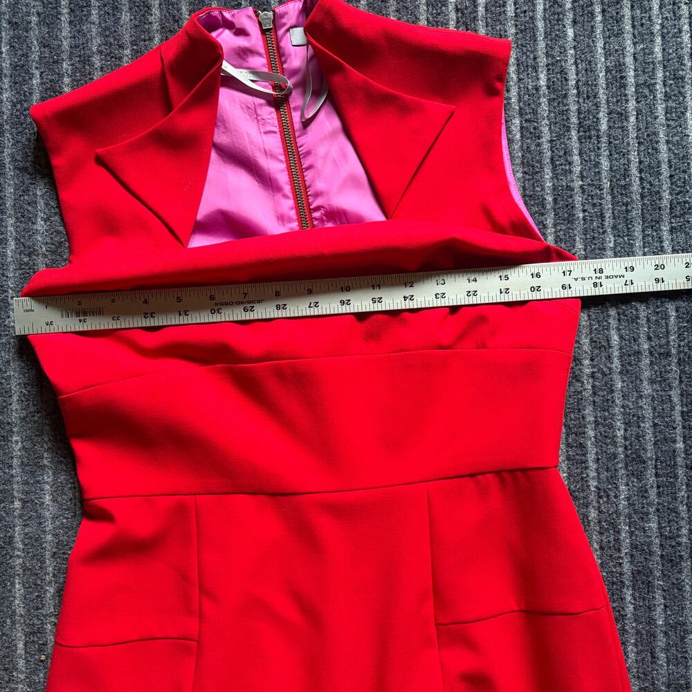 Andrew Marc Envelope Collar Sheath Red Dress Size 8 - Picture 5 of 8